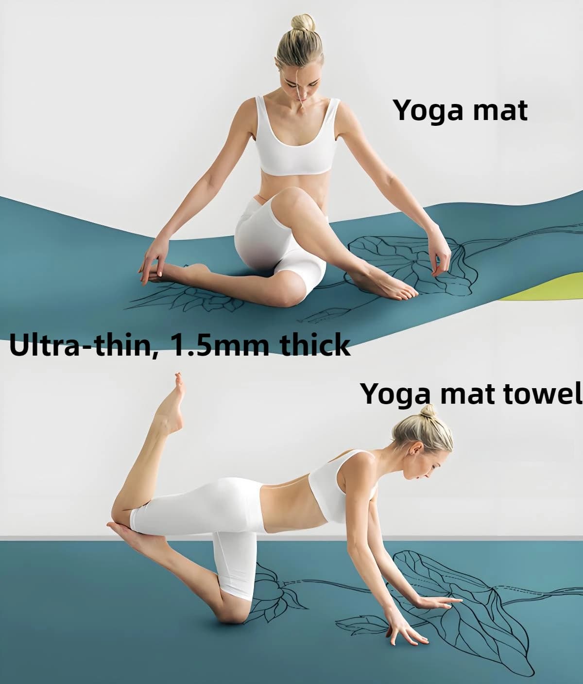1.5 mm portable foldable yoga mat for women Home use Dance Racing for jumping Silent cushioning Eco-Friendly Fitness