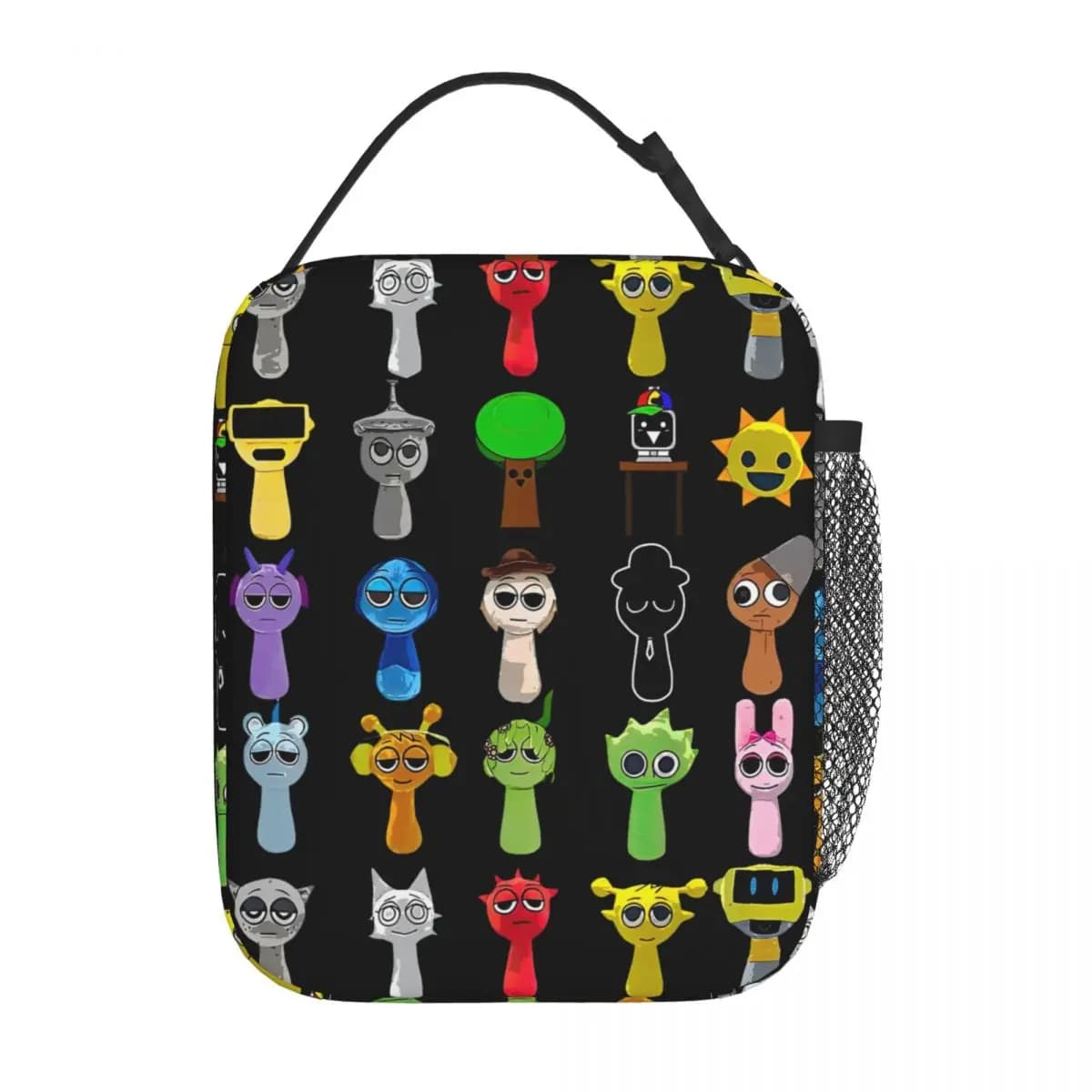 Cartoon Sprunki Incredibox Gioco Borsa per il pranzo isolata Contenitore per il pranzo alto Borsa termica Borsa per il pranzo Tote Borse da lavoro per alimenti da viaggio