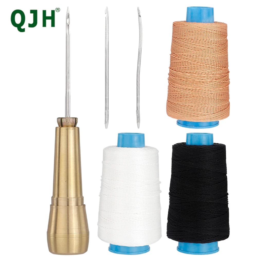 Canvas Leather Sewing Awl Needle with Copper Handle, 300 m Nylon Cord Thread for Handmade Sewing Tools Shoe and Leather Repair