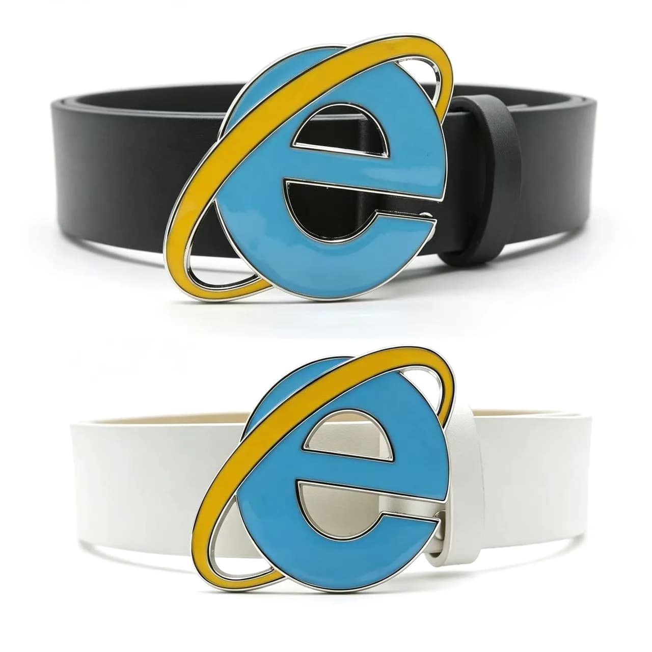 Cintura Unisex con Logo IE in Stile Nostalgico Y2K, Cintura con Fibbia a Lettera E di Internet Explorer per Uomo e Donna, Design Punk per Feste Cosplay