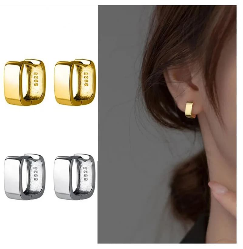 Luxury 925 Sterling Silver Fashion Smooth Surface Geometry Charm Hoop Earrings For Women Wedding Fine Jewelry DA0048