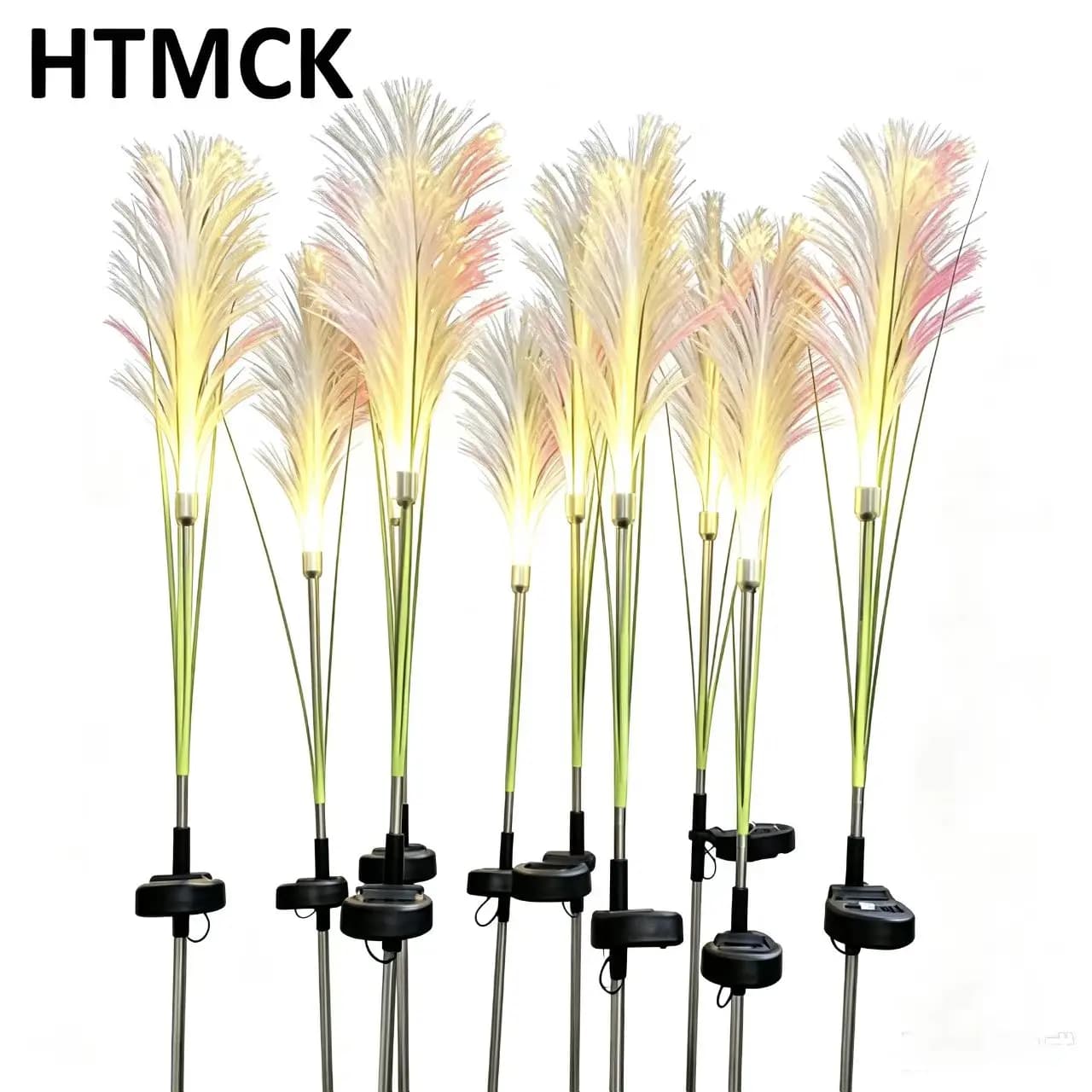 HTMCK LED Solar Garden Reed Lamp Outdoor Waterproof Lawn Light Yard Christmas Decoration Path Lighting Decor Solar Power Light