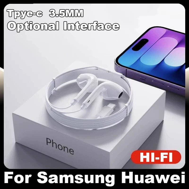 Type C Headphones for Xiaomi 15 14 13 12 11 Redmi Phone 3.5MM Headset for Huawei Samsung Laptops with HD microphone