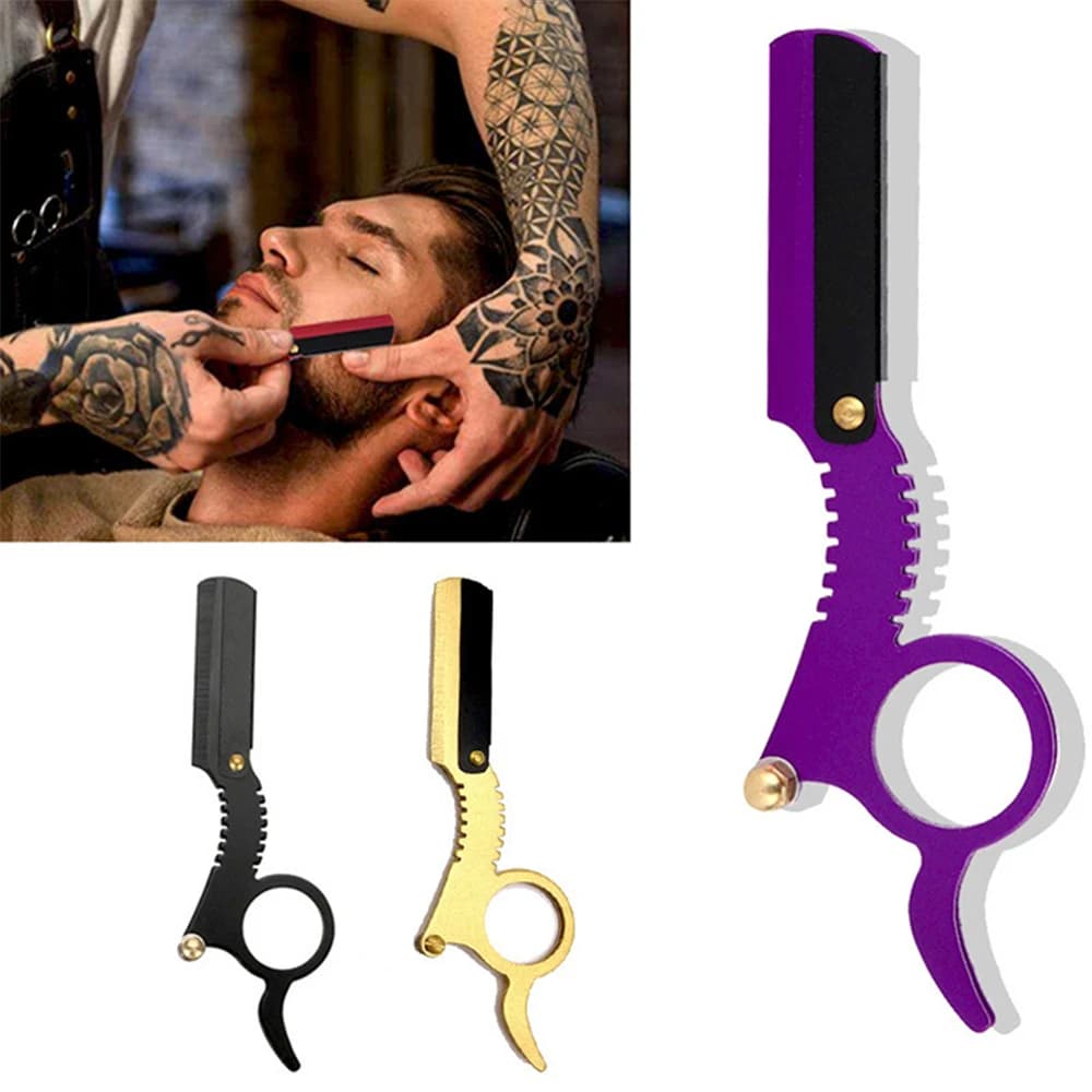 1PC Man Shaving Stainless Steel Satin Barber Straight Edge Stainless Steel Satin Shaving Knife Tools for Hair Removal Safety Shaver
