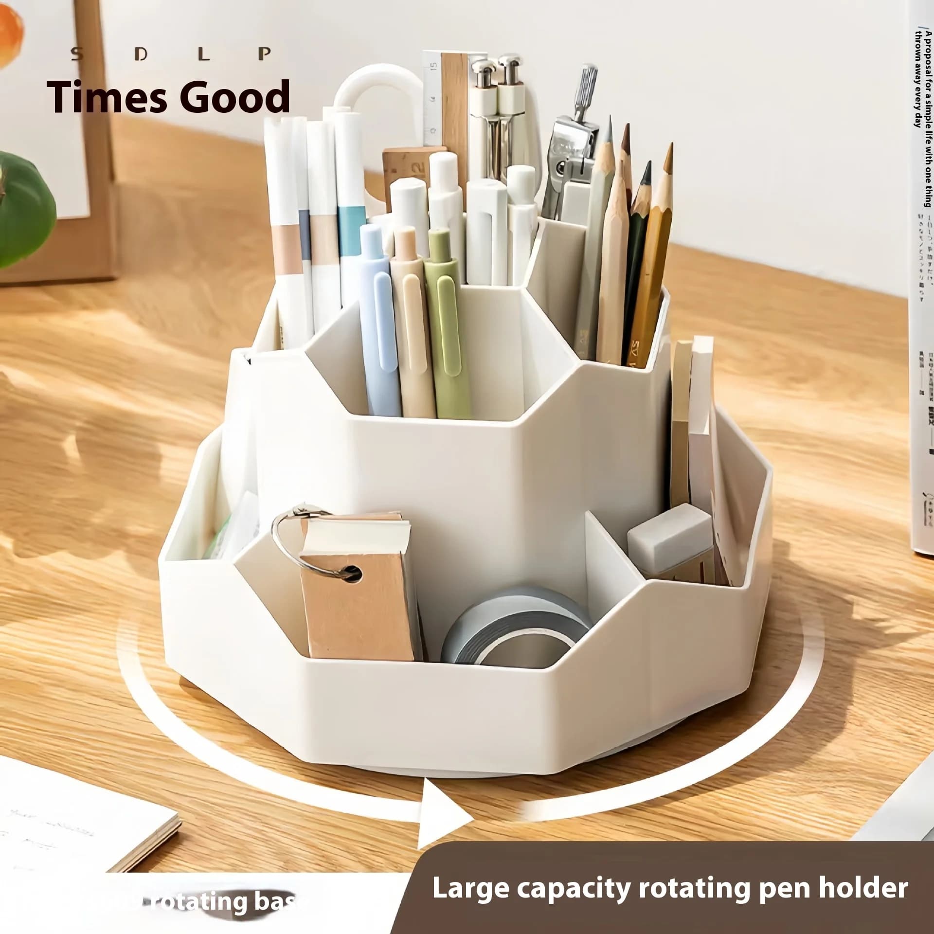 360 degree rotating pen holder Multi functional large capacity desktop stationery storage box Office advanced pen holder
