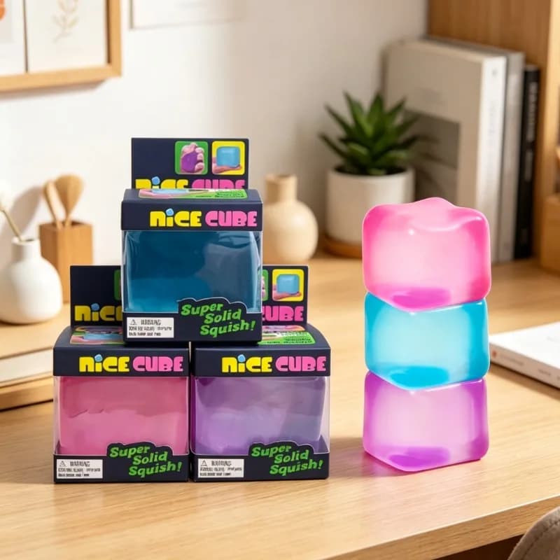 2026 Nee Doh Nice Cube Super Squeeze Fidget Toy, Cubo Antistress Trasparente Rosso, Giocattolo Squishy Senza BPA per Bambini e Adulti