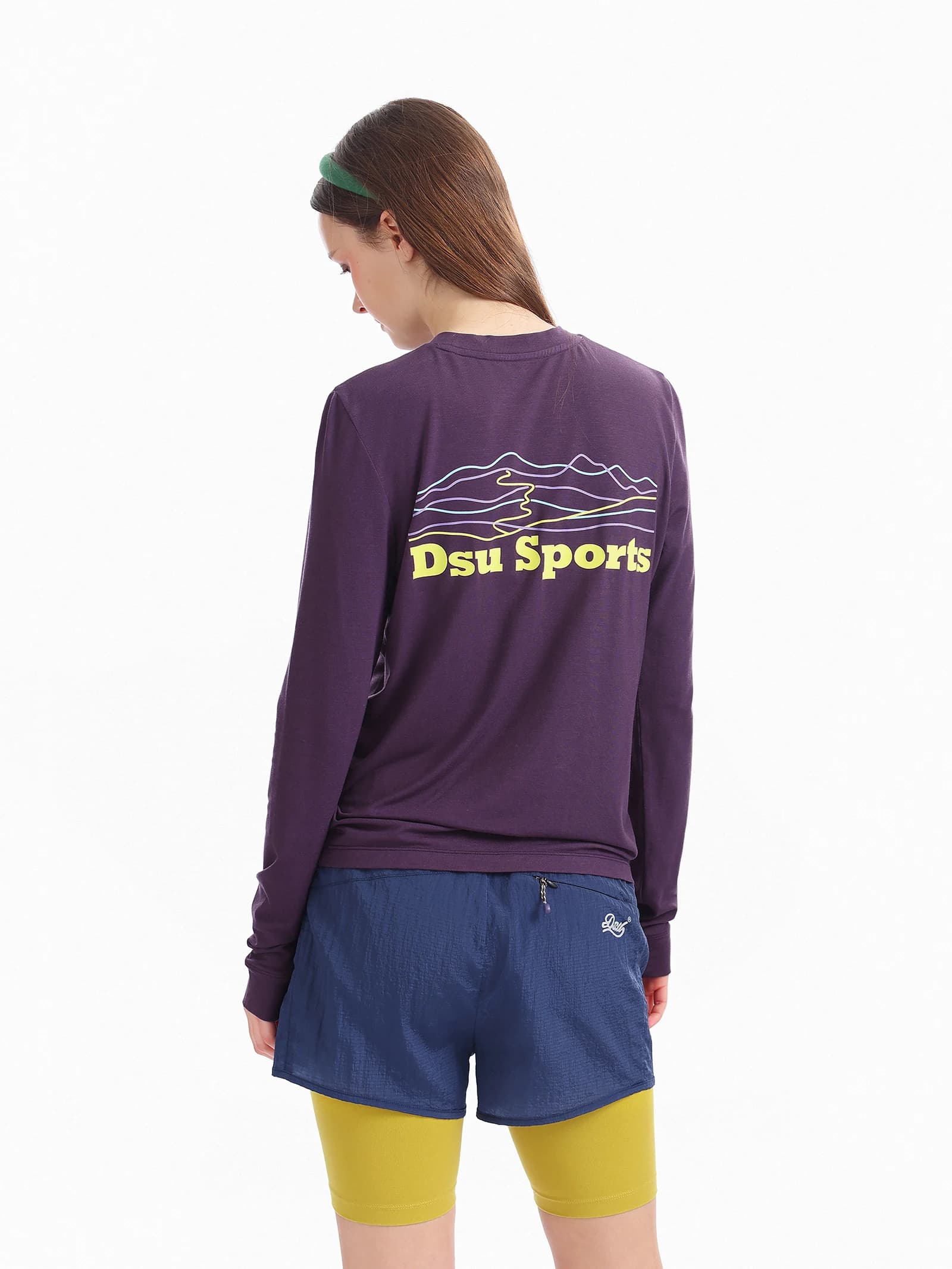 DSU Lenzing Lyocell Merino Wool Sports T-Shirt Women's Correct Shoulder Slim Fit round Neck Long Sleeve Top for Running Fitness