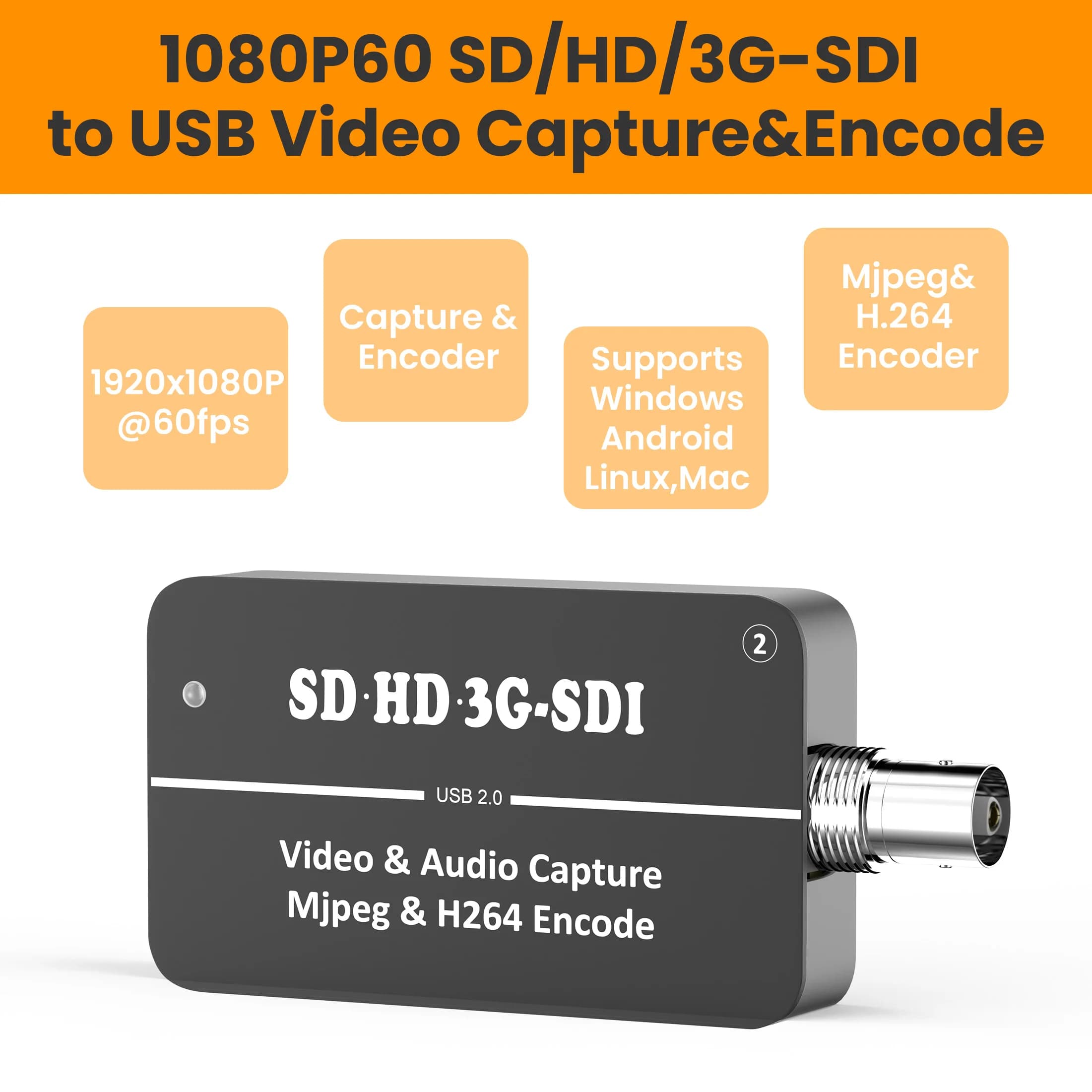 LCC262 1080P60 3G-SDI a USB 2.0 Acquisizione video Grabber Card Registra streaming live per telecamera dome SDI FHD Endoscopio medico