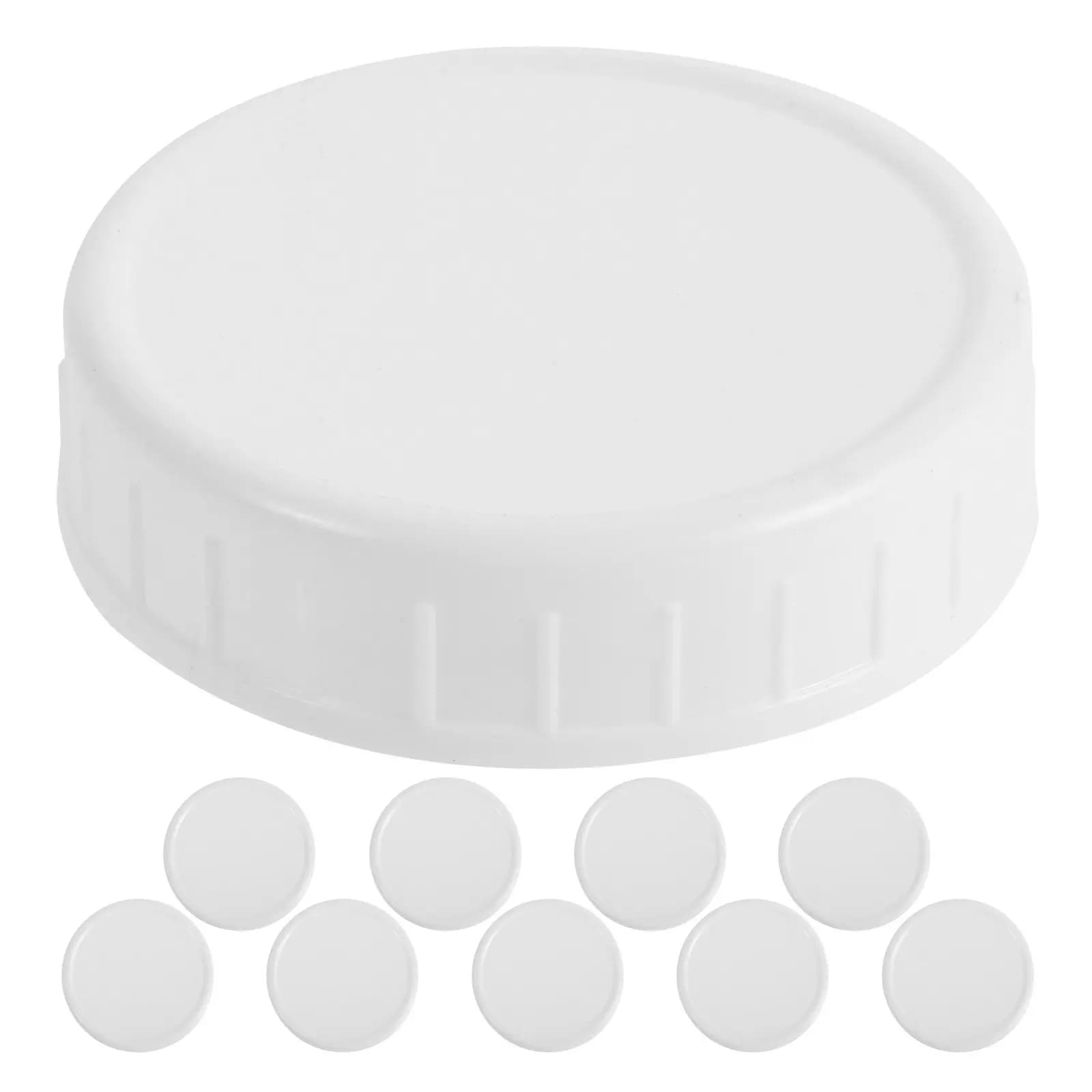 10 Pezzi Coperchi in Plastica Eleganti con Guarnizione in Silicone Ermetica Riutilizzabili per Barattoli Mason, Conservazione Alimenti, Spezie, Frutta Secca, Caramelle, Cucina