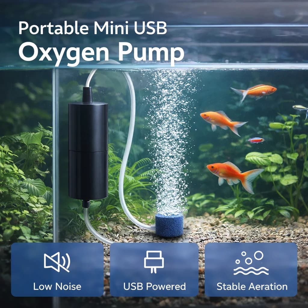 Pompa di ossigeno silenziosa per pietra d'aria Piccola pompa di ossigeno Mini USB portatile di ricarica per acquario Pompa di ossigeno per acquario agricolo di pesci