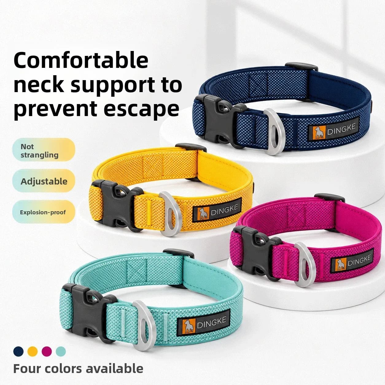 New Dog Collar Pet Neck Ring Medium and Large Dogs Explosion-proof Punch Adjustable Nylon Comfortable