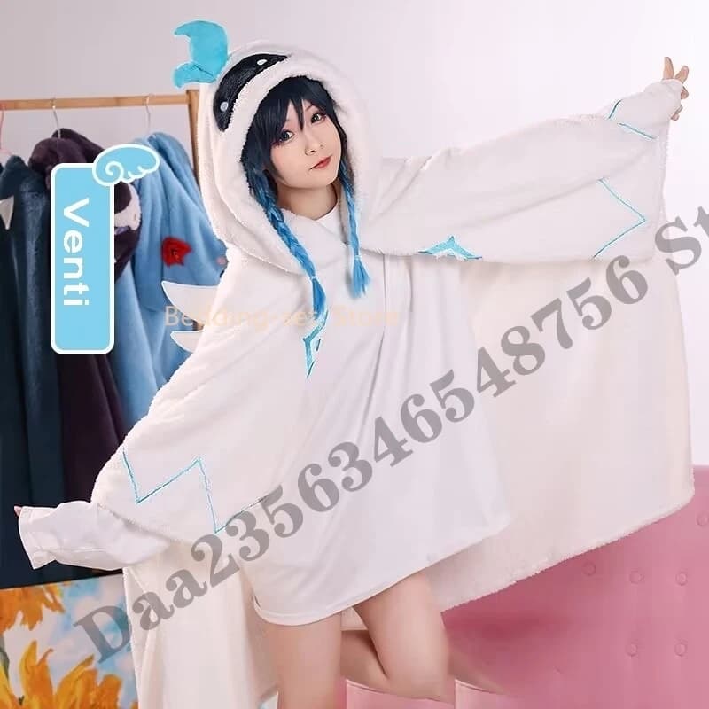 2026 Game Anime Venti Cosplay Blanket ClThree Piece Bedding Set - Luxury Comforter Set with Queen King Size Including pillowcase