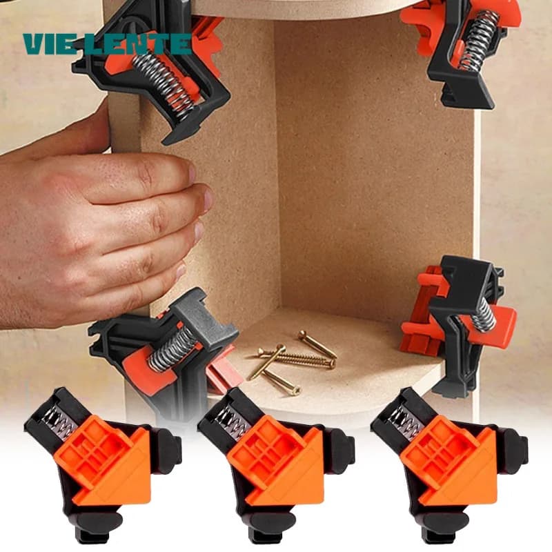 90 degree angle clamps for wood processing, fast and adjustable spring loaded wooden clamps, cabinets, photo frames, 2/4 pieces