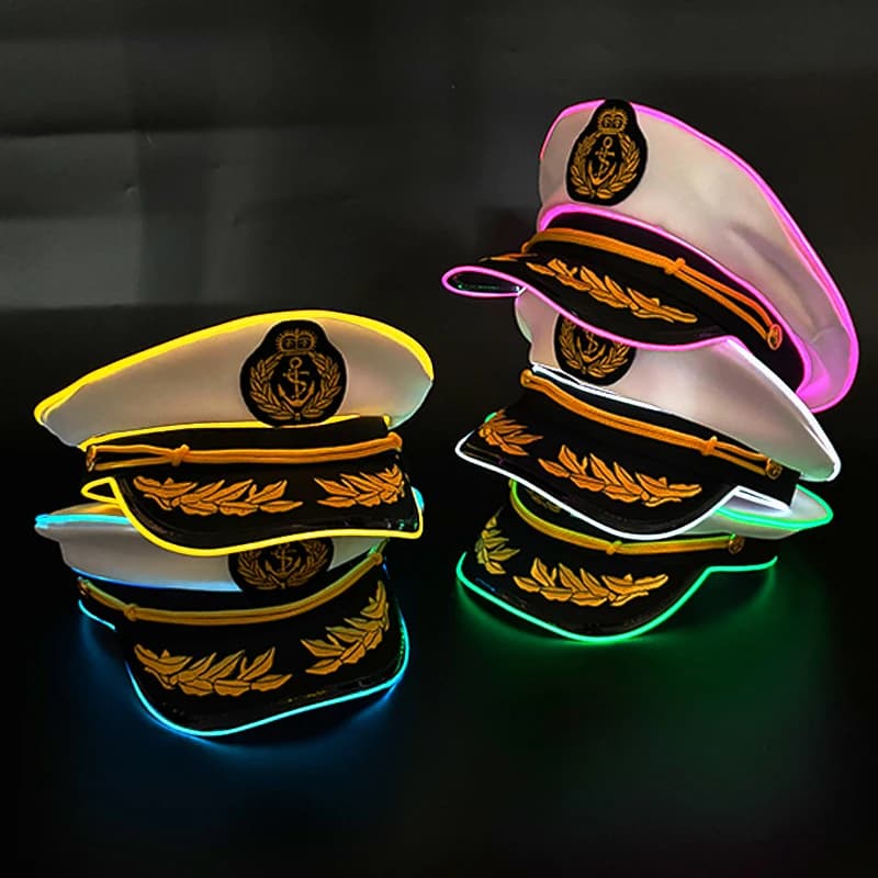 1 pezzo di cappello blu scuro luminoso cappello da festa per uomo donna decorazione copricapo cappello che si illumina al buio