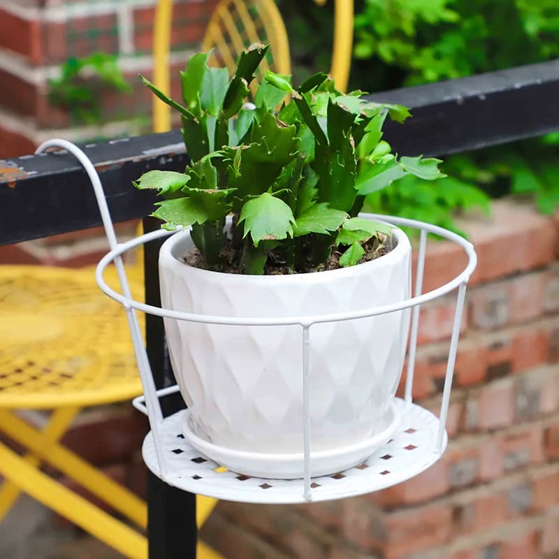 Portavasi pensili da balcone in ferro per piante, per Chlorophytum comosum, da ringhiera o recinzione, cesto porta vasi
