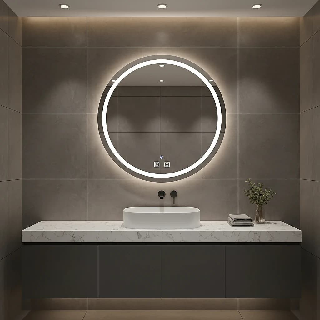 24 pollici Specchio da Bagno LED Bianco con Luci, Antiappannamento, Dimmerabile, Retroilluminato + Illuminazione Frontale, Specchio da Bagno Illuminato da Parete
