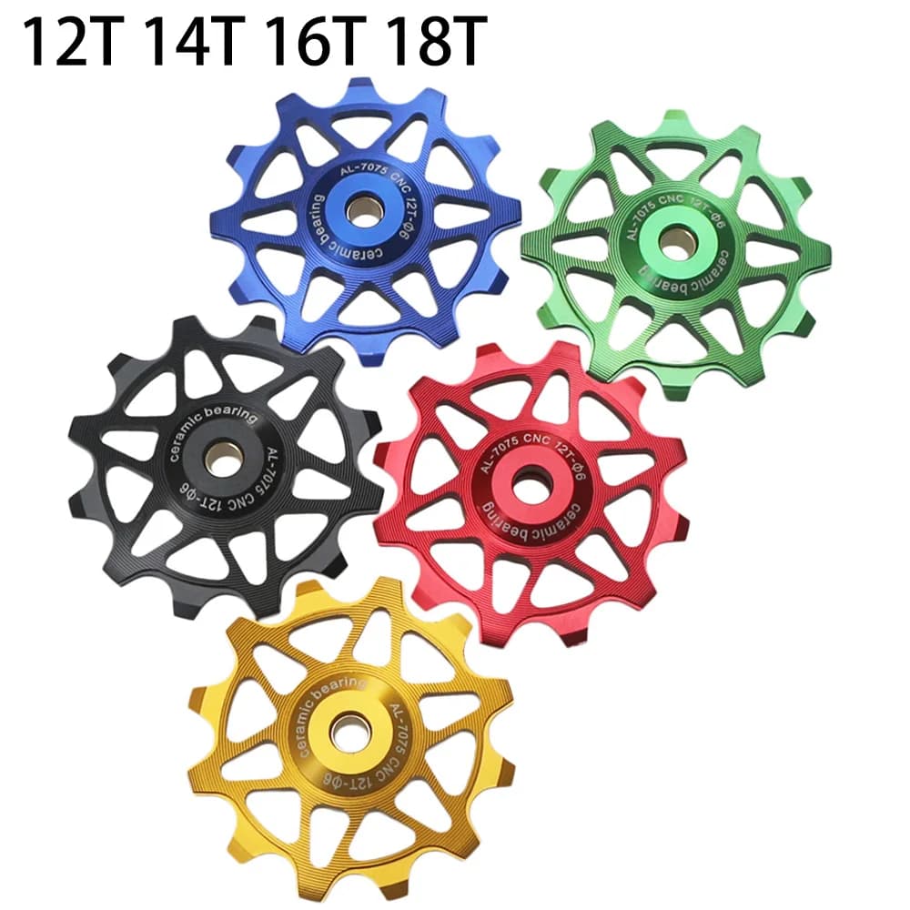 Deragliatore posteriore della bicicletta Puleggia Rullo Tenditore 12T 14T 16T 18T Cuscinetto in ceramica Jockey Ruota Guida per Shimano Sram MTB Parti della bici