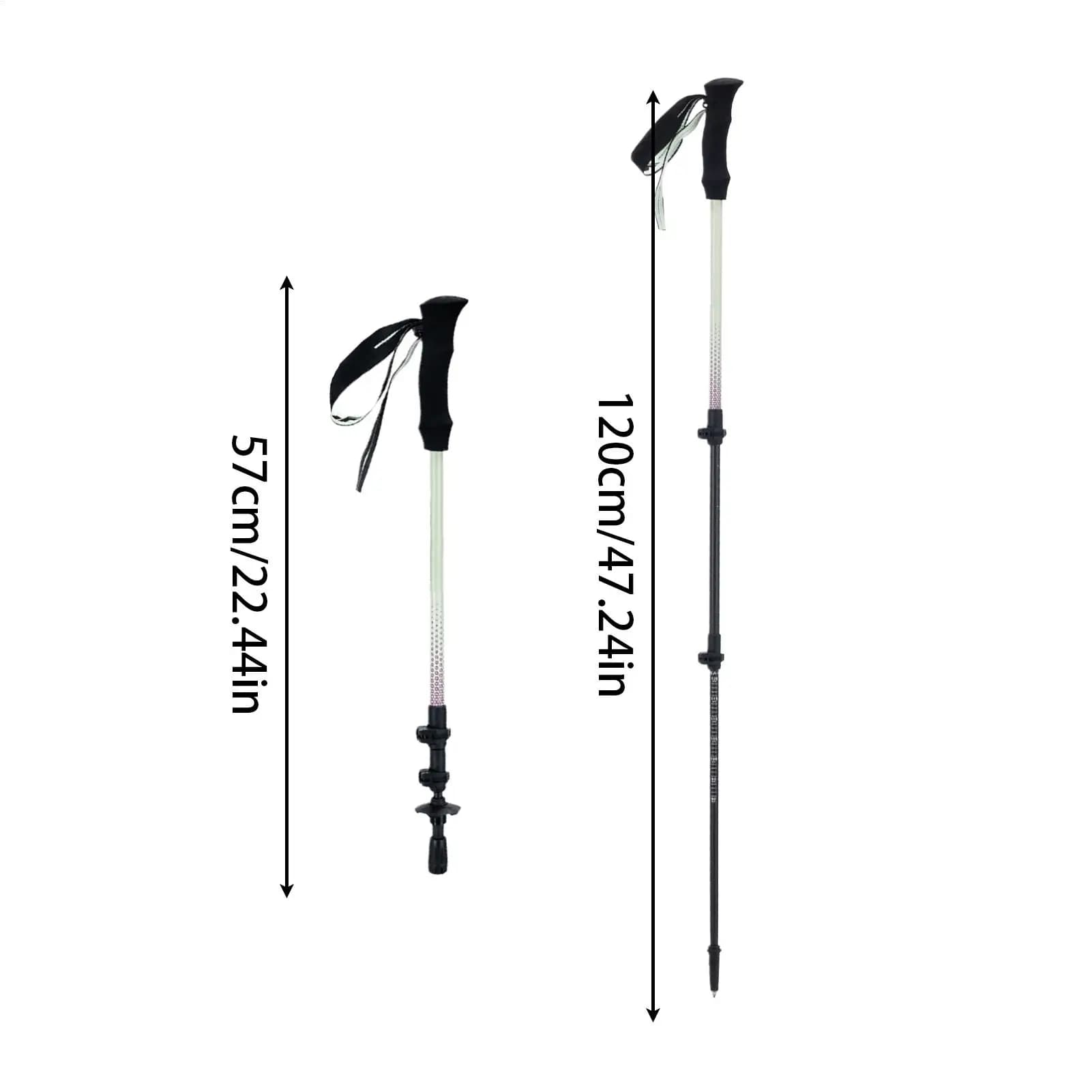 3 Section Trekking Stick Carbon Fiber Retractable Trek Stick Ultralight Walking Sticks for Young Women Friends