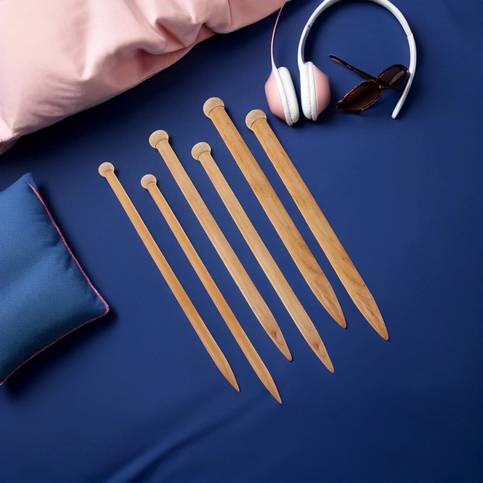 6Pcs Jumbo Wooden Knitting Needles Thick Yarn Straight Needles 35Cm for DIY Handmade Blankets Scarves Crafts Large Weaving Tool