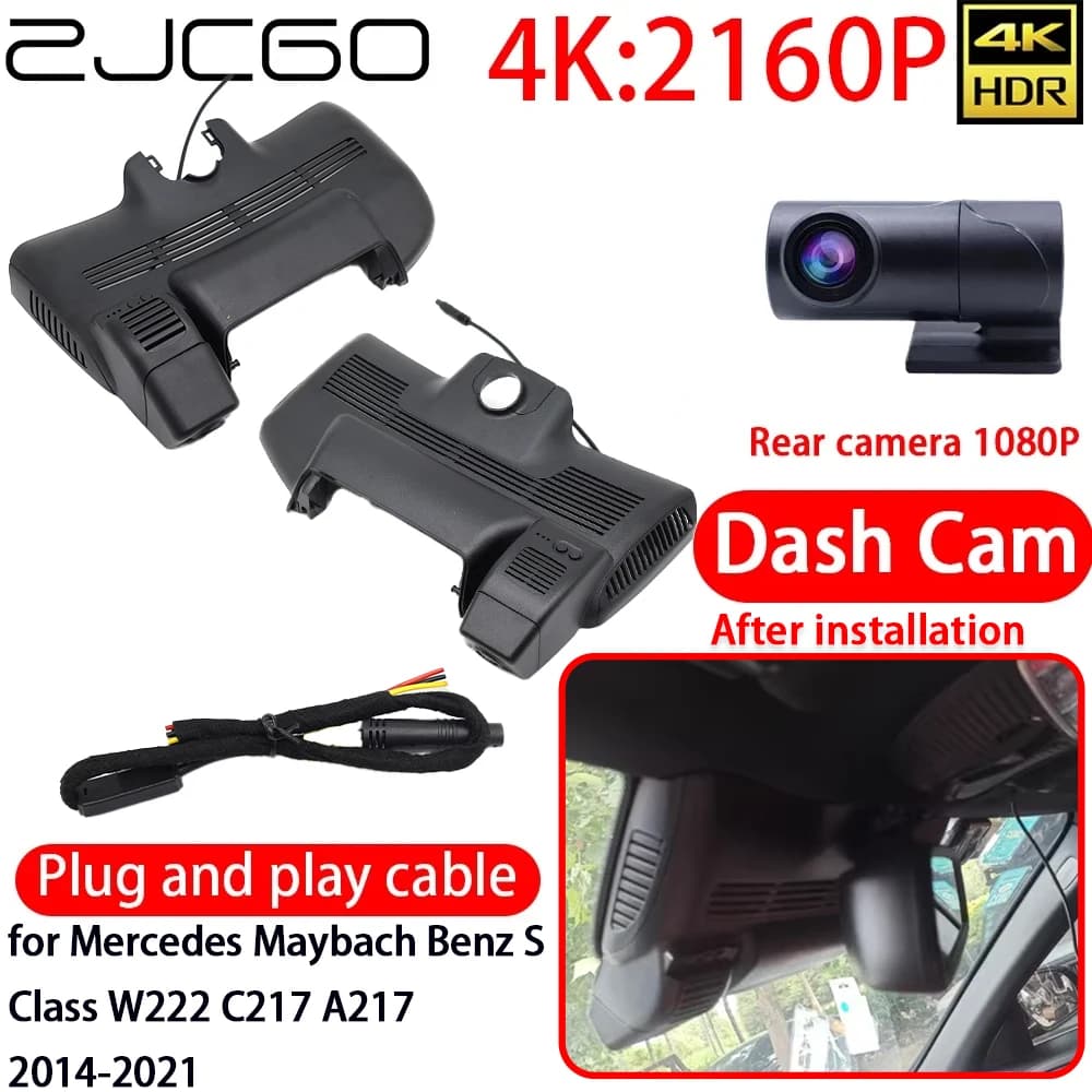 ZJCGO per Mercedes Maybach Benz Classe S W222 C217 A217 2014-2021, Dash Cam DVR 4K con Wifi, Telecamera Anteriore 2160P e Posteriore, Monitoraggio 24h