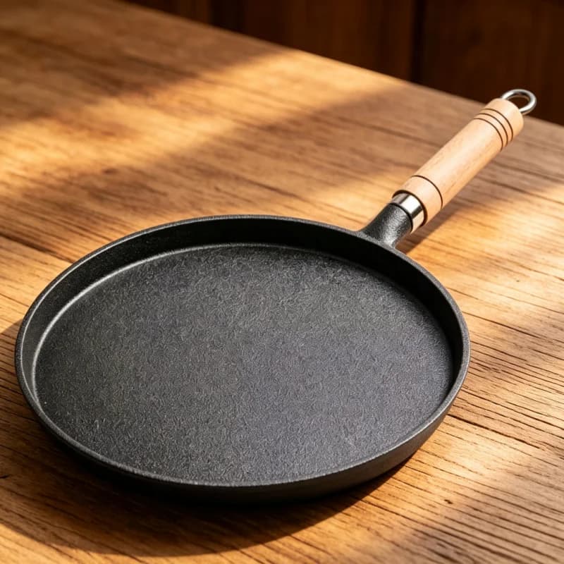 26cm Cast Iron Frying Pan Uncoated Nonstick Skillet for Egg Pancake Crepe Steak Gas & Induction Compatible Kitchen Cookware
