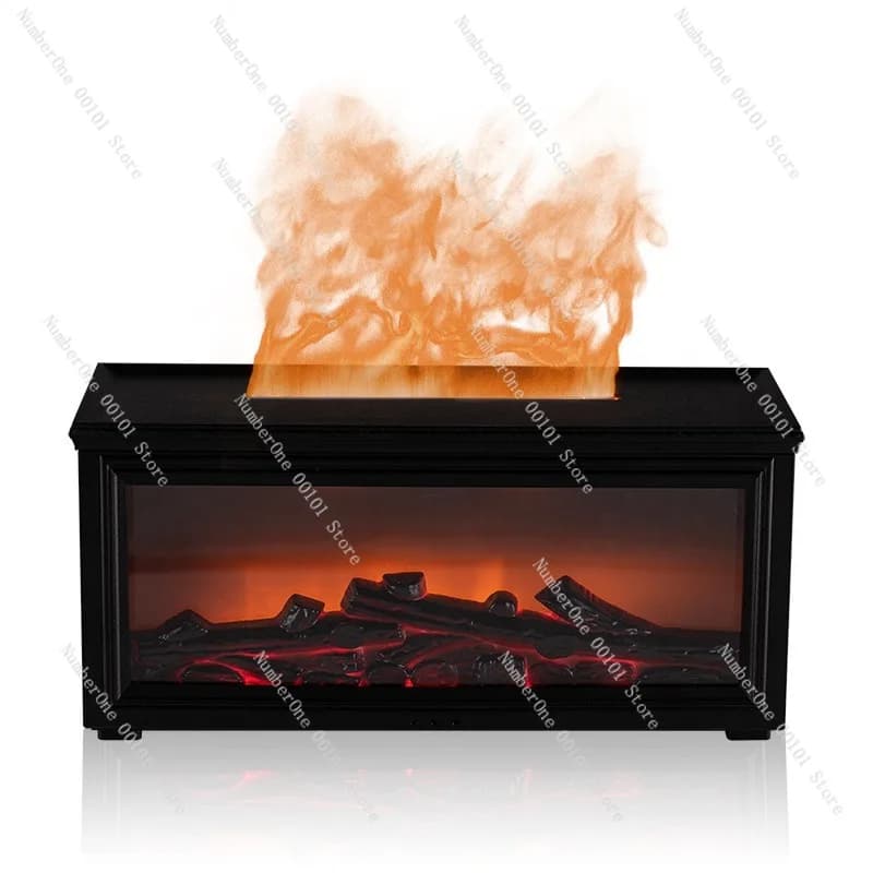 Diffusore per camino, simulazione fiamma 3D, umidificatore creativo di oli essenziali con venature del legno per l'atmosfera domestica