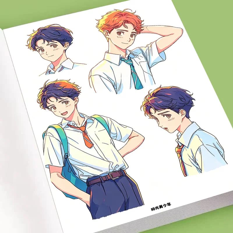 Anime Boys Manga Drawing Tracing Book, Handsome Male Character Sketch & Coloring Practice for Beginners