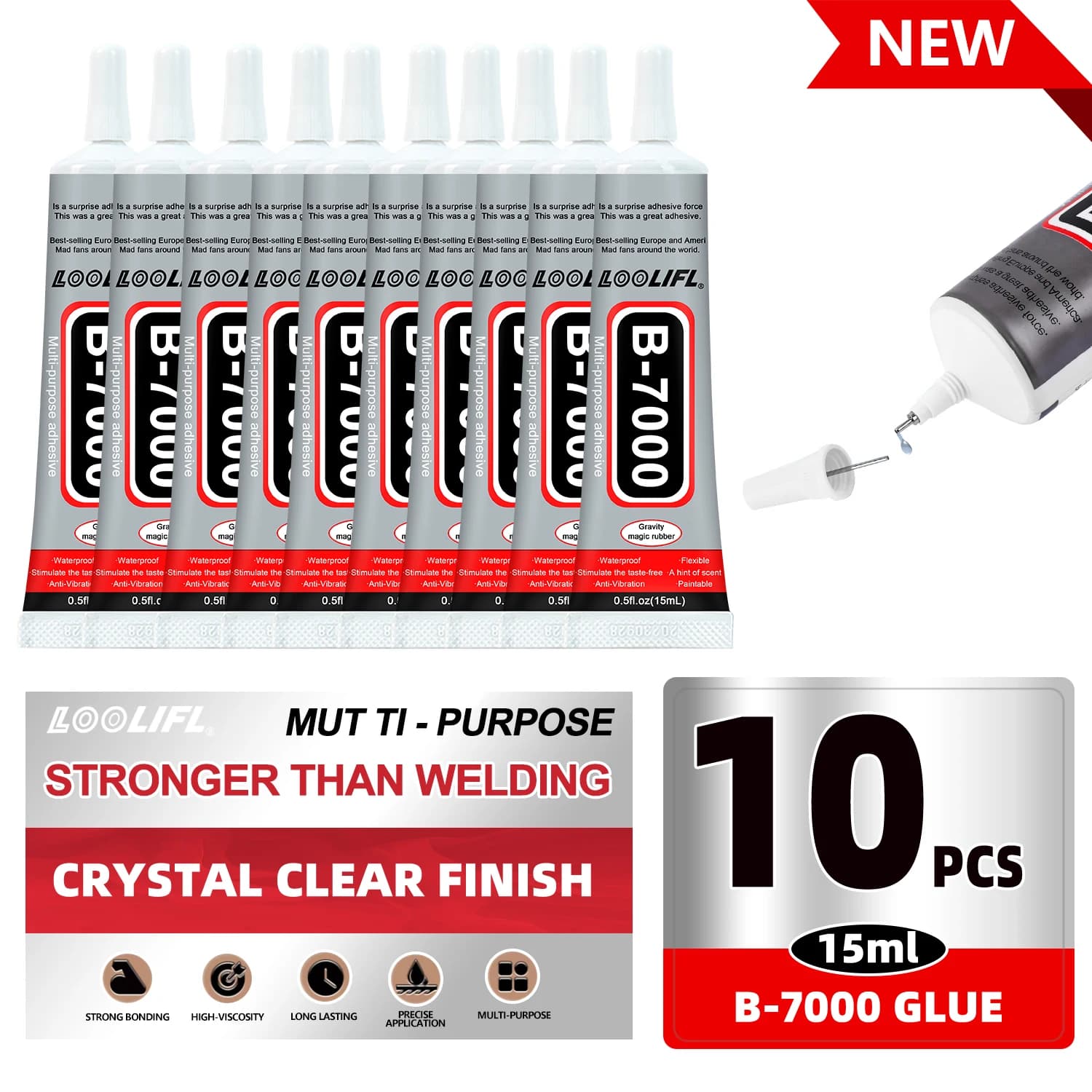 1-10Pcs Loolifl B-7000 Super Glue Safety Materials Epoxy Resin Repair Cell Phone Touch Screen Jewelry Craft Liquid Adhesive 15ml