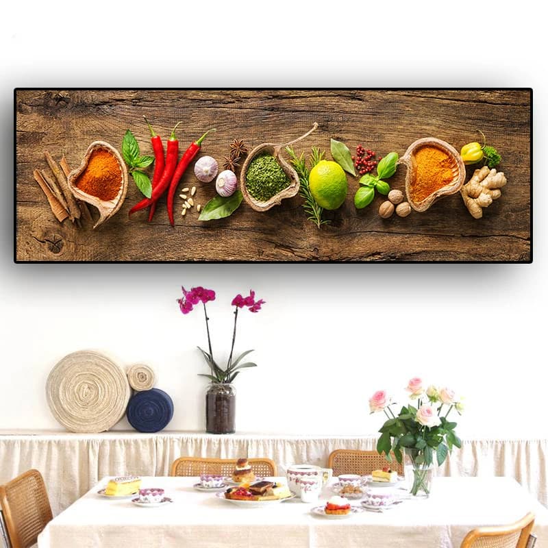 Grani Spezie Cucchiaio Pepe Poster e stampe Cucina Arte Tela Pittura Immagine di arte della parete per soggiorno Decorazioni per la casa Senza cornice