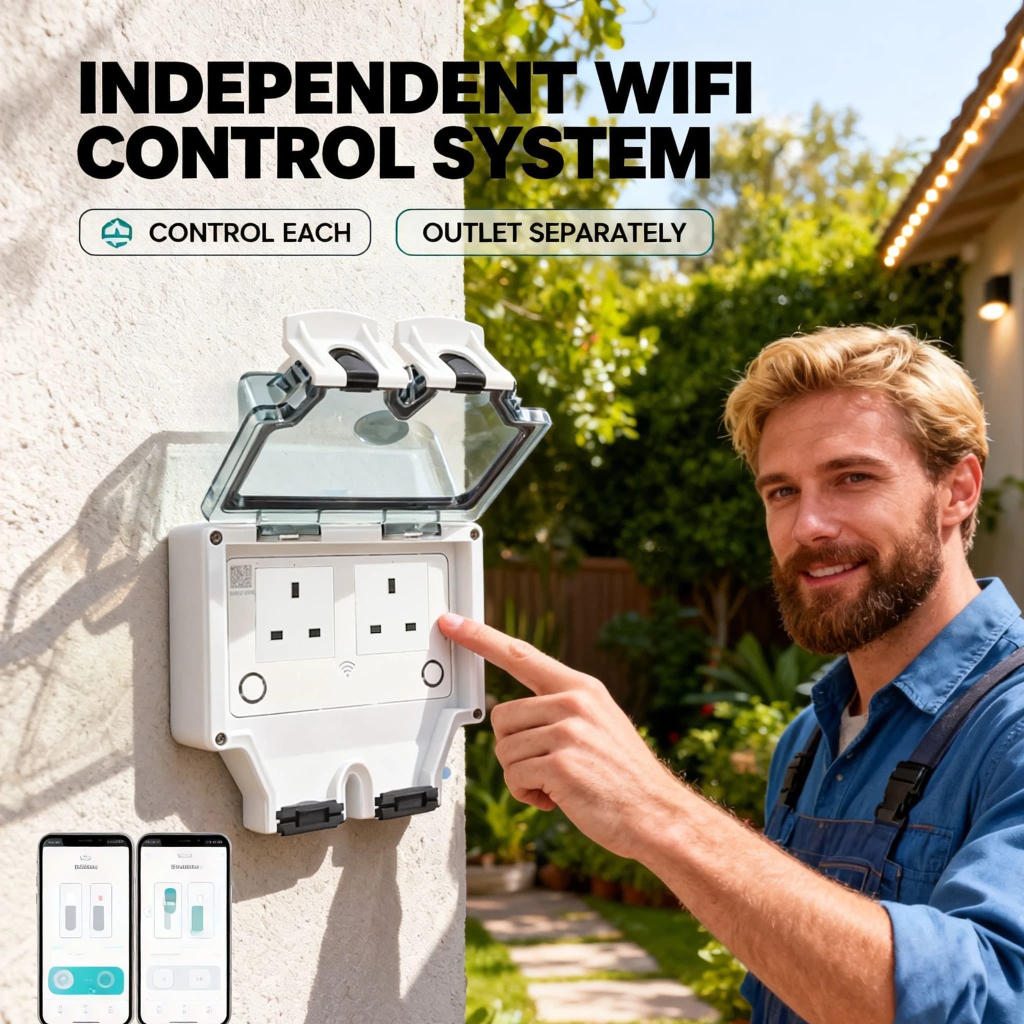 UK MK Tuya WIFI Intelligent outdoor socket 1 2 sockets IP66 Waterproof AC250V 16A Wall sockets Timer for garden garage