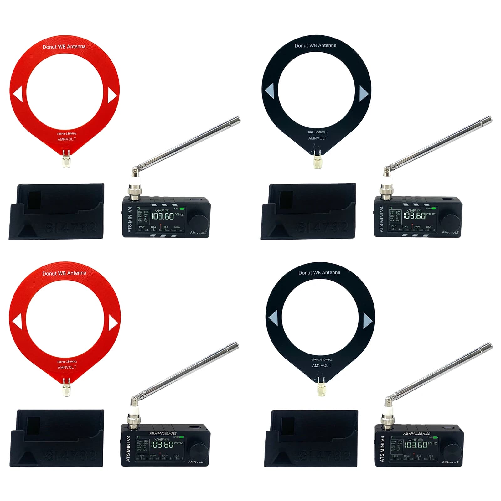 Radio AMNVOLT V4 ATS MINI con Supporto e Amplificatore per Cuffie, Radio DSP Full-Band con Ricarica TYPE-C per Escursionismo e Campeggio