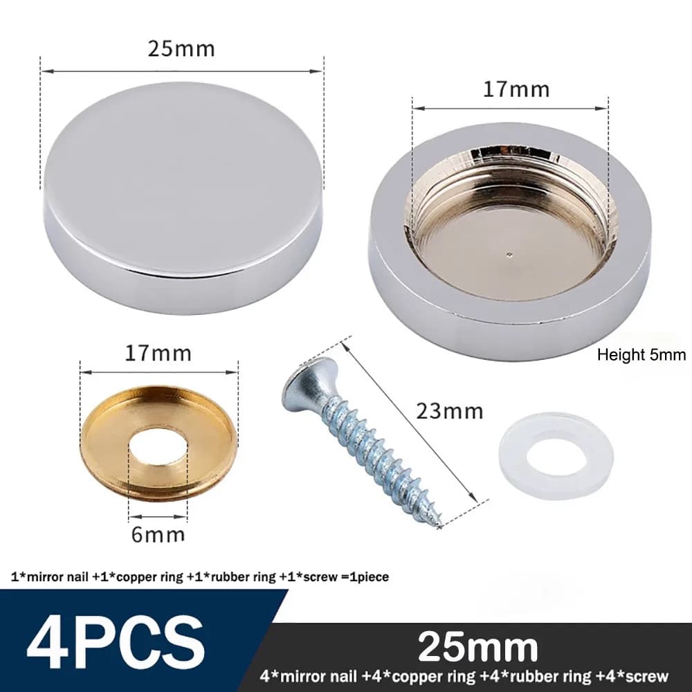 Furniture Hardware Copper Screws Decorative Cap Silver Multiple Sizes Decoration Screw Covers Mirror Fasteners Wardrobes