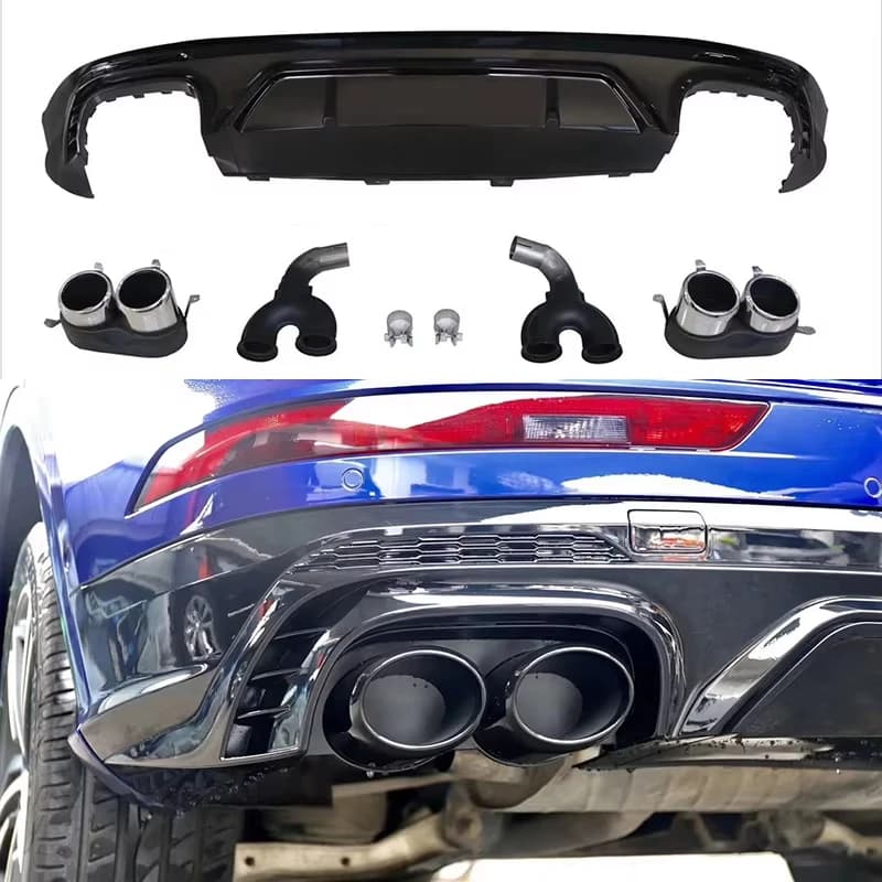 Diffusore posteriore Q5 S Line FY con tubo di scarico per Audi Q5 2018 2019 2020 2021 - Ricambi auto economici per upgrade da Q5 a SQ5