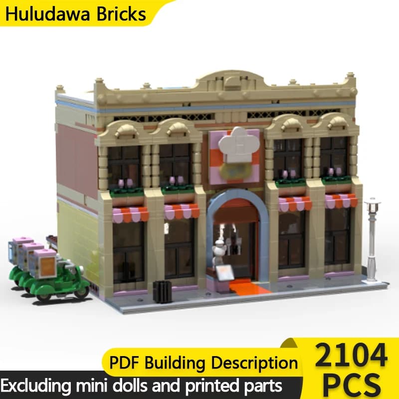 City Street View Model MOC Building Bricks Bistro And Cafe Modular Technology Children Holiday Gifts Assemble Toys Suit