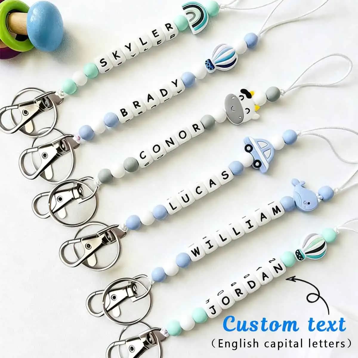 Portachiavi con lettera in silicone con perline personalizzato 1 pezzo, 30 graziosi disegni, ciondolo per zaino, regalo di San Valentino/Natale.