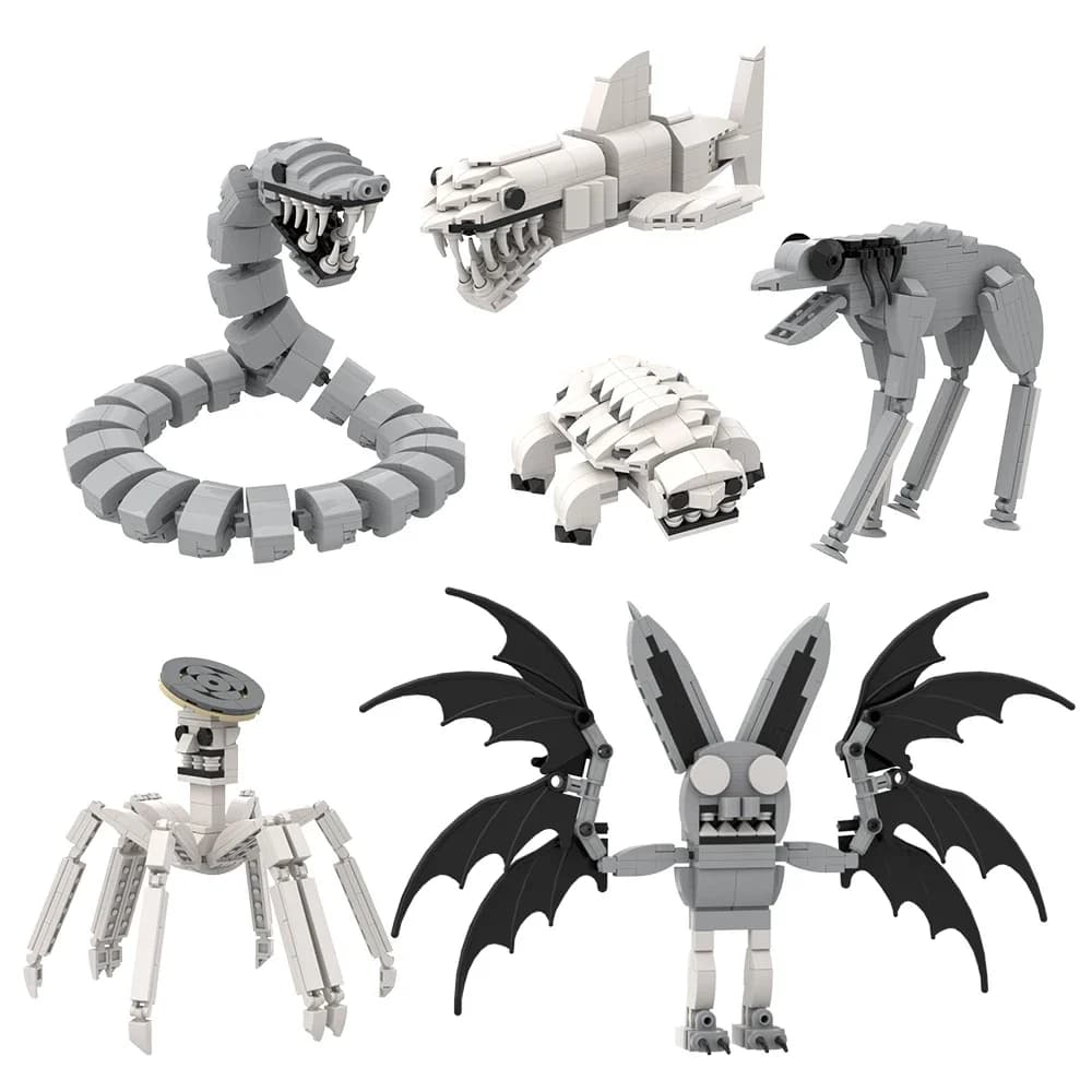 MOC Zoonomalys Characters Model Building Blocks Classic Horror Game Snake Shark Spider Horse Bat diy Bricks Toy Childrens Gift