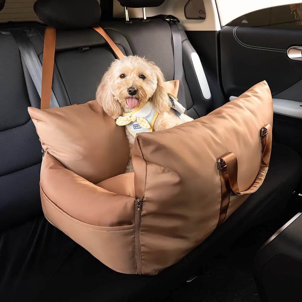 Winter Waterproof Dog Car Seat Bed Luxury Puppy Travel Bed with Safety Belt Soft Pet Car Seat Cushion for Small Medium Large Dog