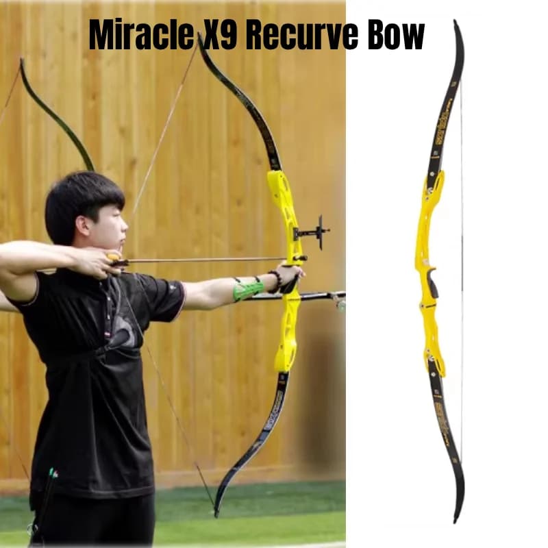 Miracle X9 Recurve Bow 25" ILF Riser 66in/68in/70in Limbs 14-44lbs Right Hand Competitive Archery Bow for Target Shooting