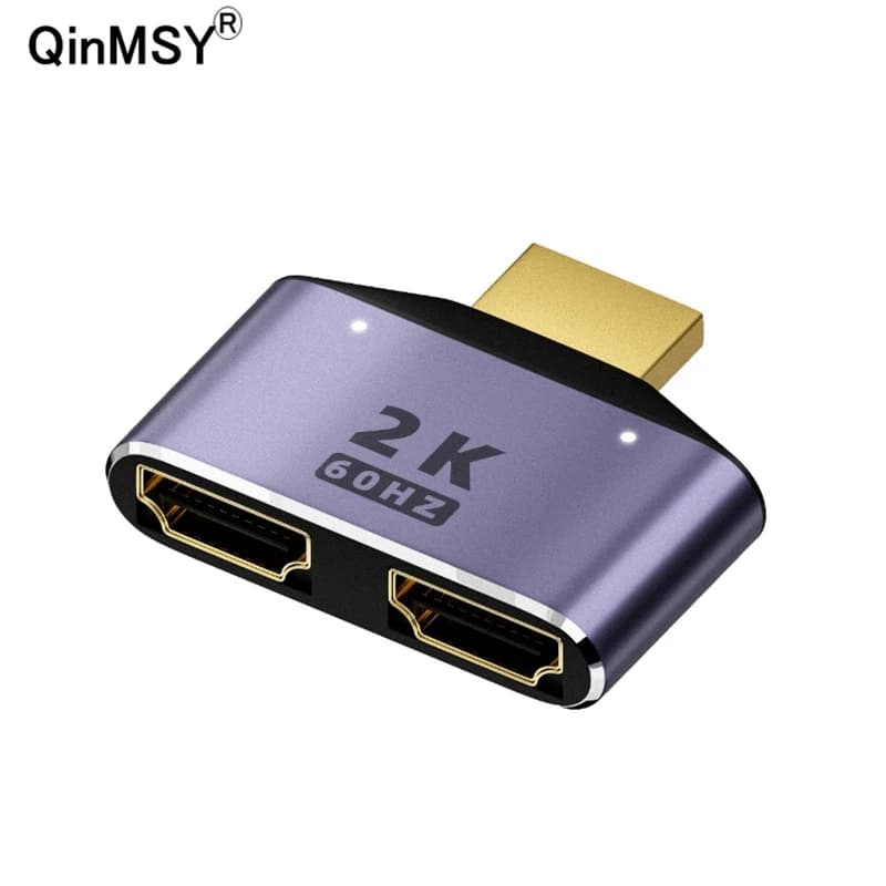 Adattatore per Monitor Splitter a doppia uscita HD 2K convertitore da maschio a femmina compatibile con HDMI da 1 a 2 vie per Desktop Console di gioco per Notebook