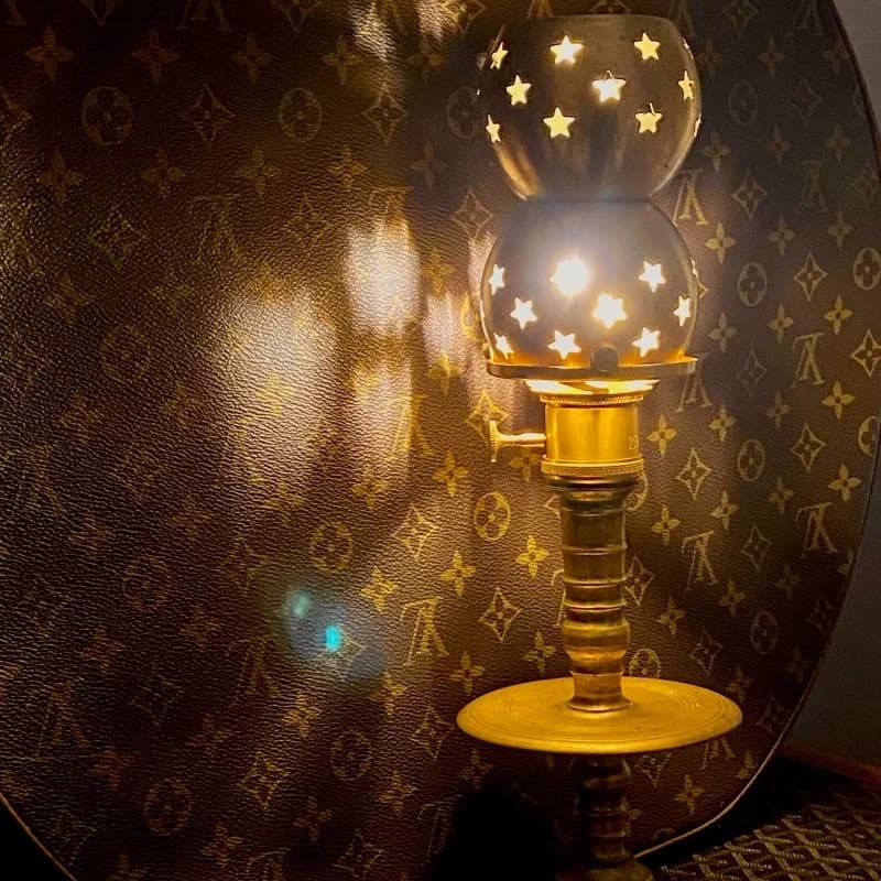 Medieval brass desk lamp, star light spot lamp, night light