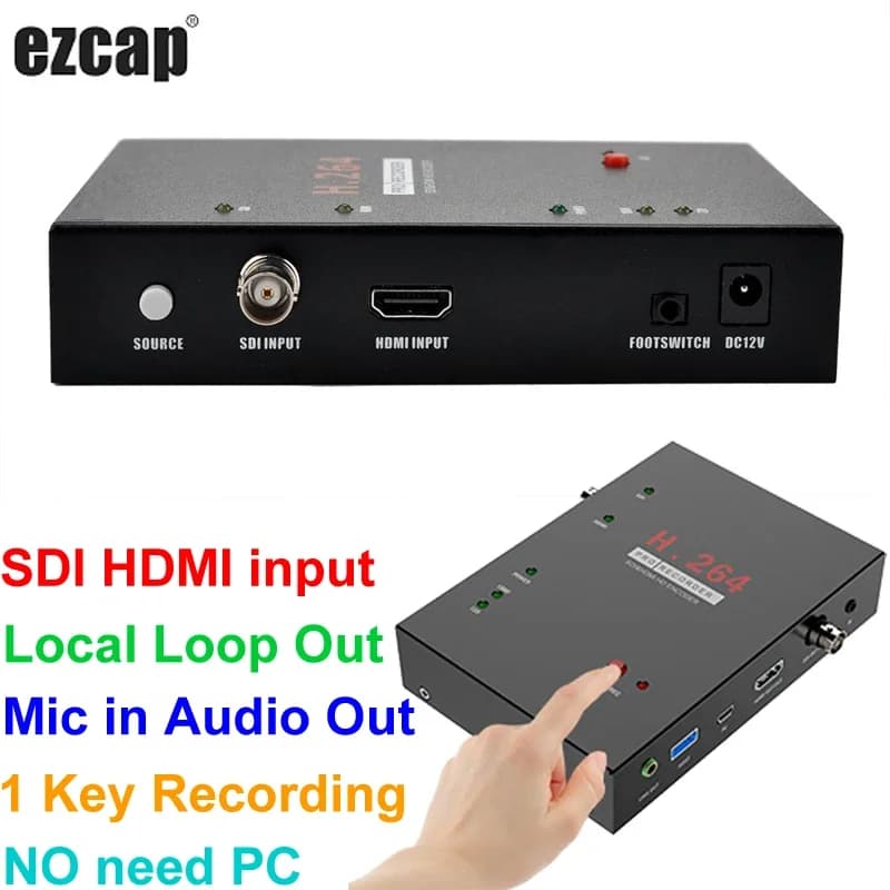 Ezcap286 1080P SDI HDMI Scheda di acquisizione video Gioco Grabber per PS4 XBOX PC portatile Videocamera DVD Registrazione video su USB U Disco Scheda SD