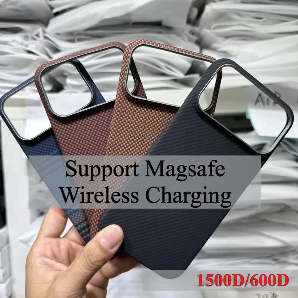 600D 1500D Kevlar in fibra di carbonio per custodia Magsafe per IPhone 17 Pro Max 17 Pro protezione per lenti in fibra aramidica copertura di ricarica wireless