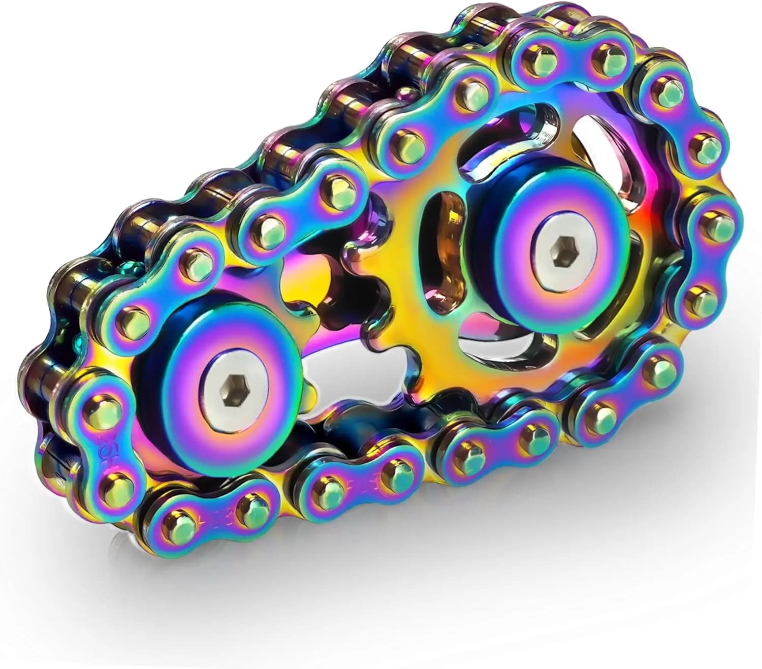 Fidget Spinner in Metallo per Ragazzi e Adulti, Giocattolo Antistress con Catena da Bicicletta, Gadget Cool per ADHD, Ansia e Stress