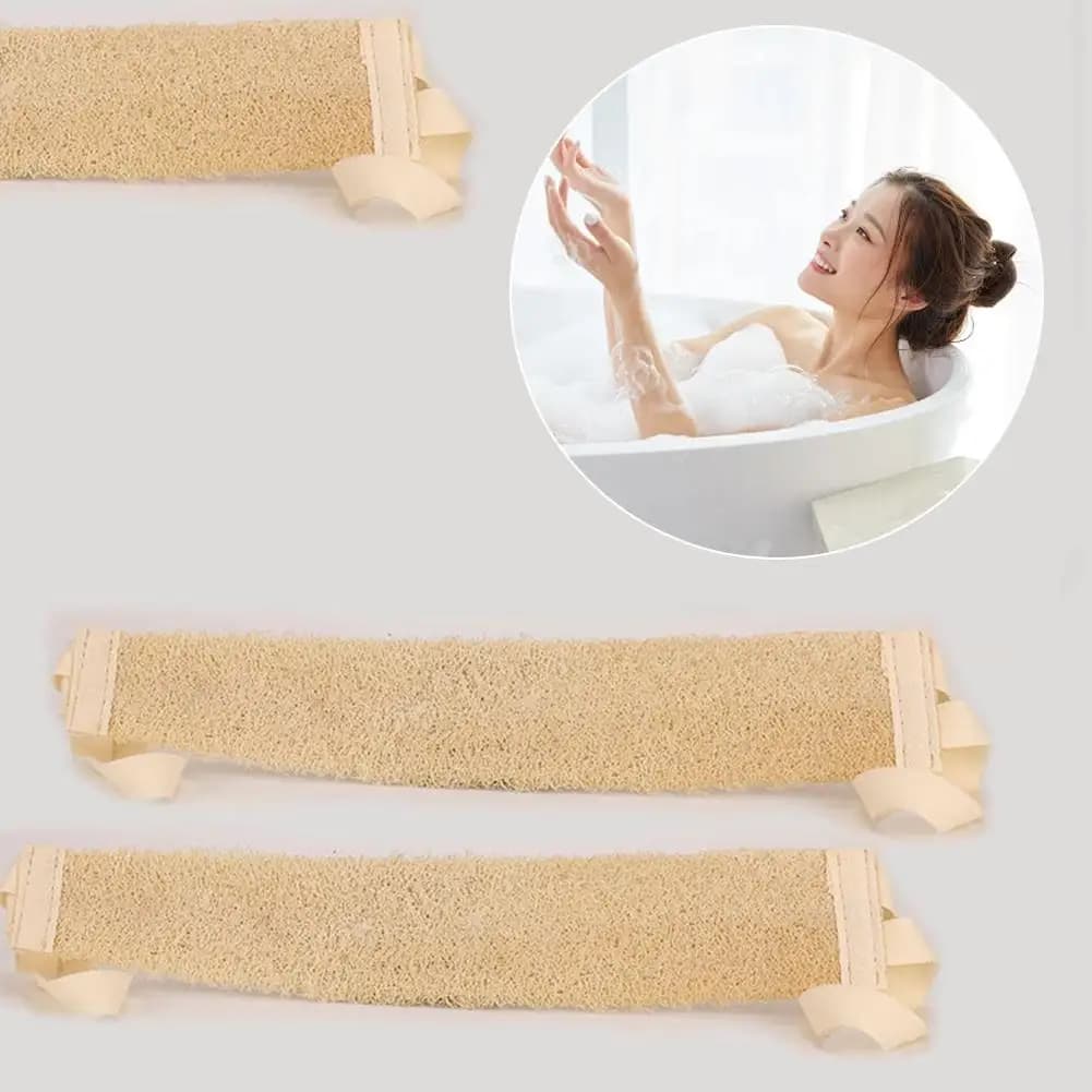 Natural Loofah Skin Ccrubbing Towel Shower Spa Massage Bath Brush Scrubber Sponge Back Strap Skin Cleaning Tool