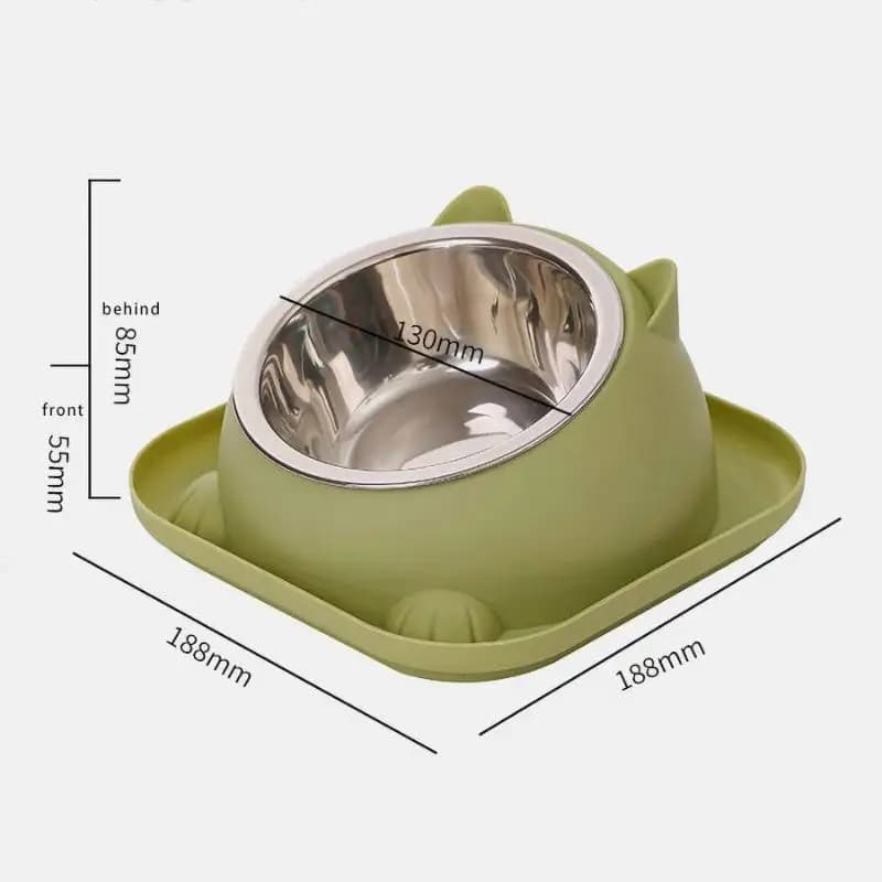 Nuova ciotola inclinata creativa per l'alimentazione di gattini e cuccioli, distributore di acqua e cibo in acciaio inossidabile per cani e gatti.