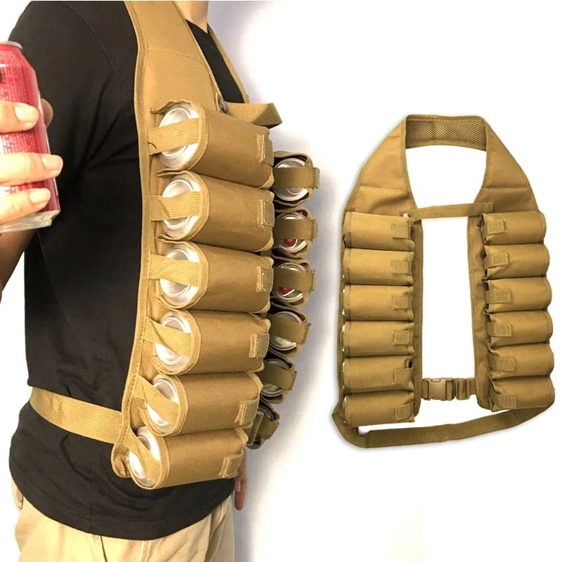 Supporto per bandoliera per birra con confezione da 12 gilet per bevande Fondina per birra Fondina per cintura per soda Portafoglio interno isolato per arrampicata, campeggio, barbecue