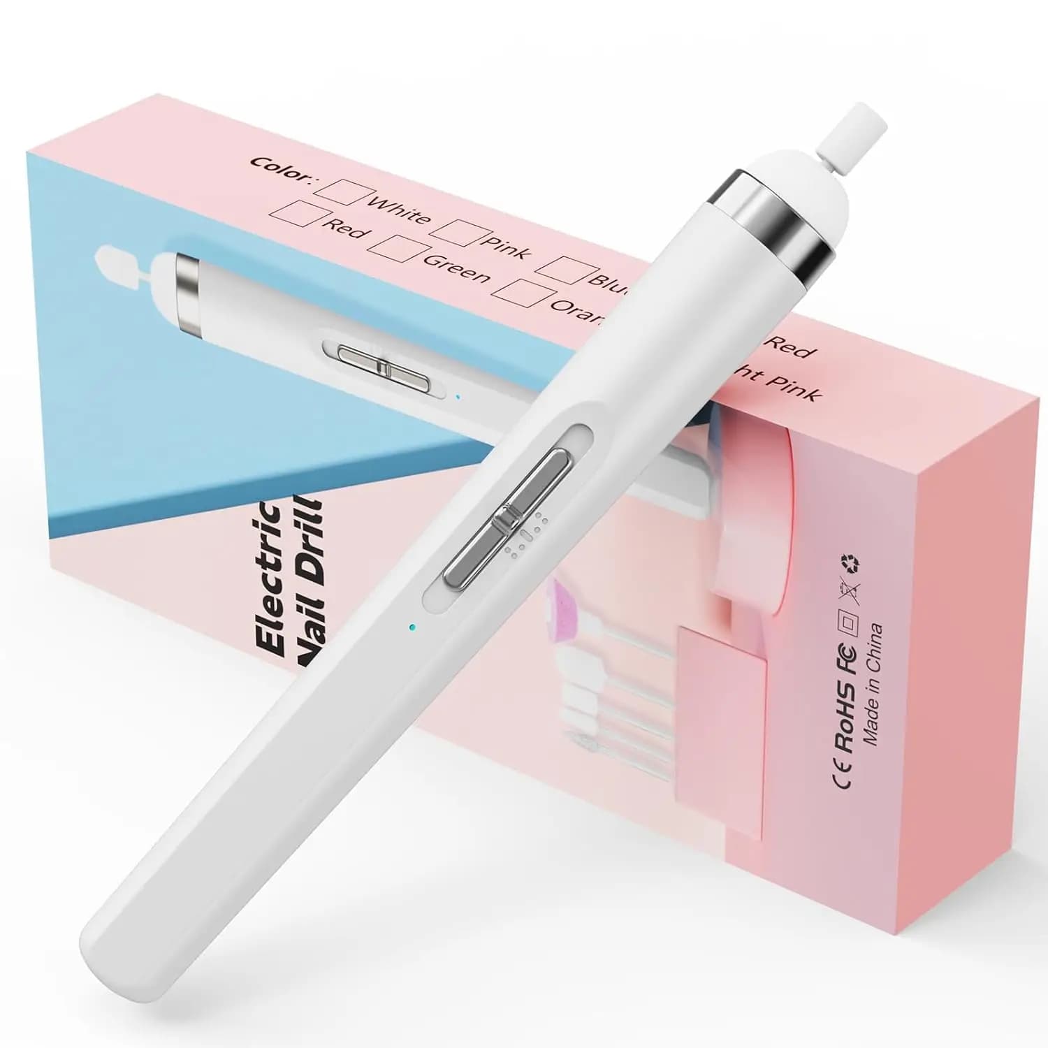 Portable Electric Drill for MMK Nails with LED Light, Delicate Power, Ideal for Beginners, for Removing Dead Skin and Polishing