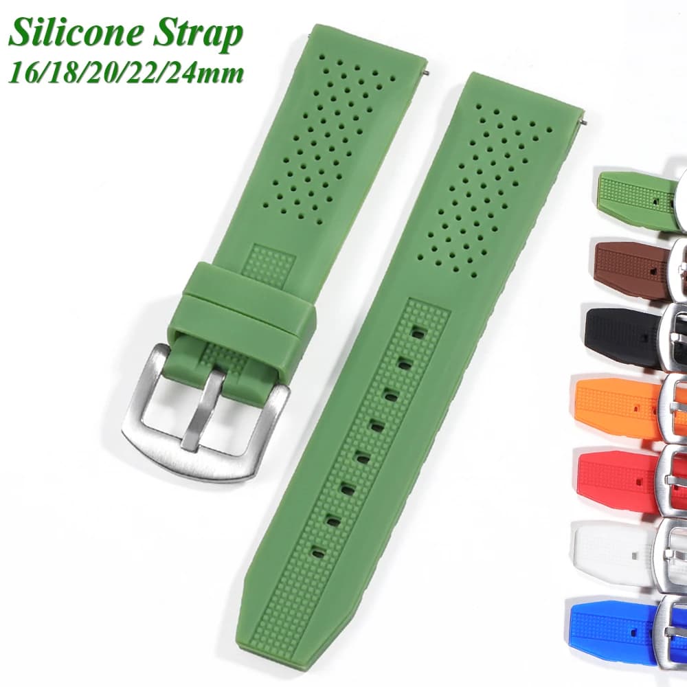 Cinturini per orologi universali 16 18 20 22 24mm cinturino in silicone a sgancio rapido cinturino in gomma morbida uomo donna braccialetto sportivo traspirante