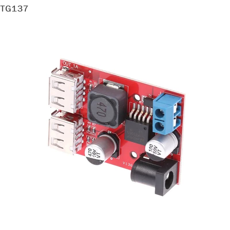 1 pc DC-DC step-down converter 3A voltage regulated power module 9 V 12 V 24 V 36 V to 5 V 3A double charge USB charging for solar car