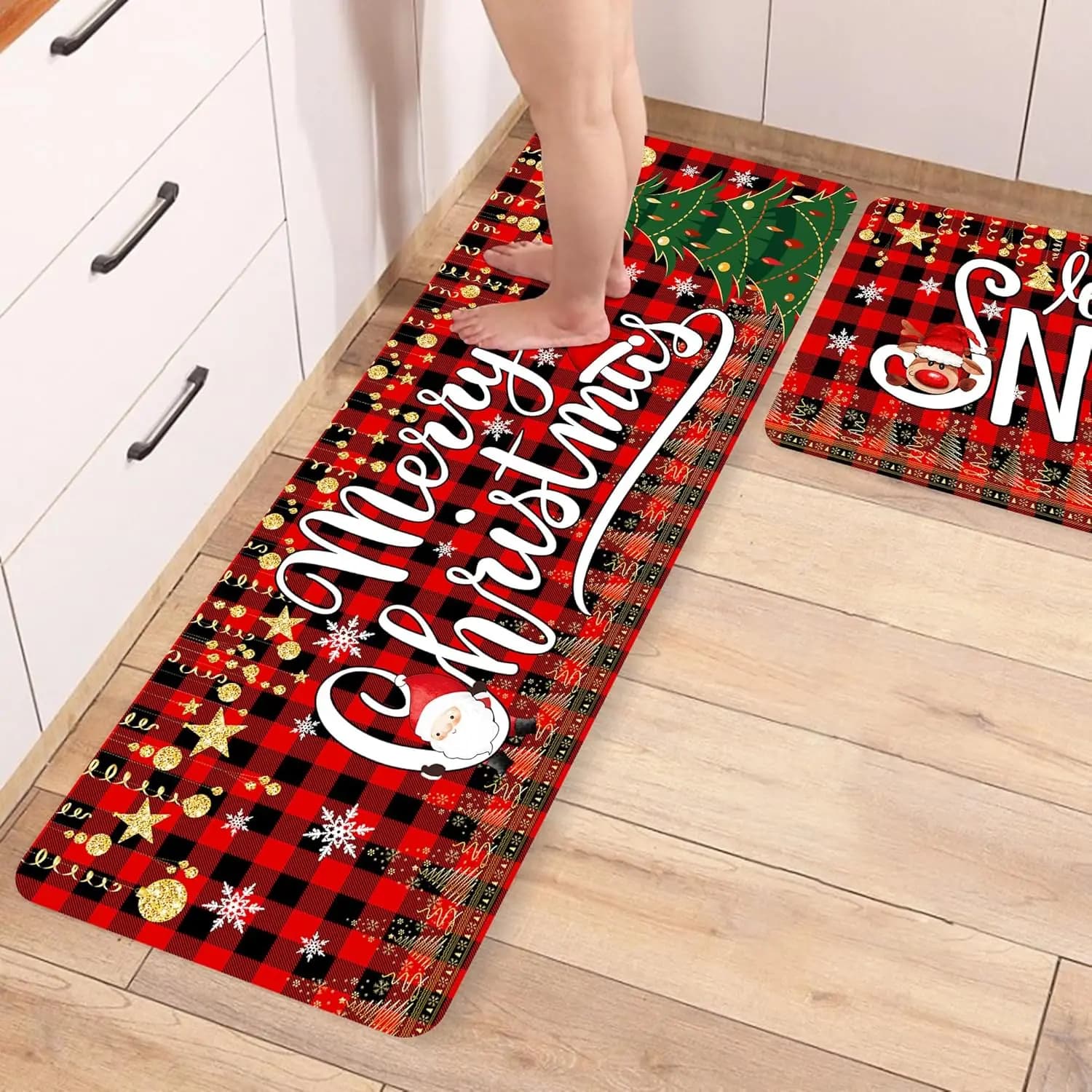 VIKAMA2PC Cute Gingerbread Man Christmas Kitchen Mat Home antiscivolo e Dirt Mat Toilet Toilet assorbente zerbino